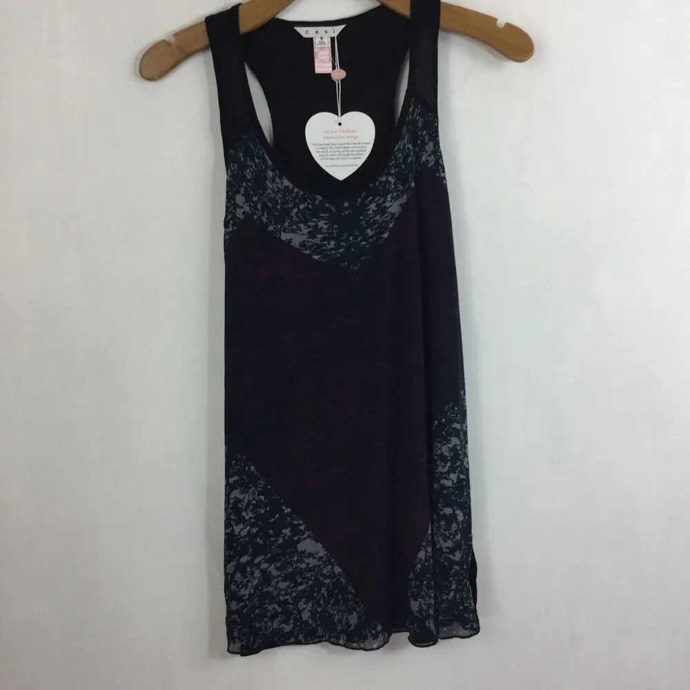 CAbi 559 Heart of Cabi Love Tank Tunic Racerback Tank Top Black/Purple S NWT - Picture 9 of 9